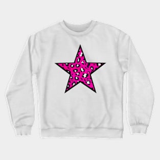 Bright Pink and Black Leopard Print Star Crewneck Sweatshirt